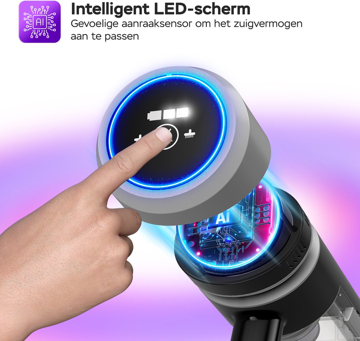 TurboTronic AIV6 Steelstofzuiger met kruimeldief zonder zak - Draadloos - Hoge zuigkracht - HEPA - lichtgewicht - 2 Snelheden - Geschikt voor harde en zachte vloeren - Zwart-Wit – foto 8