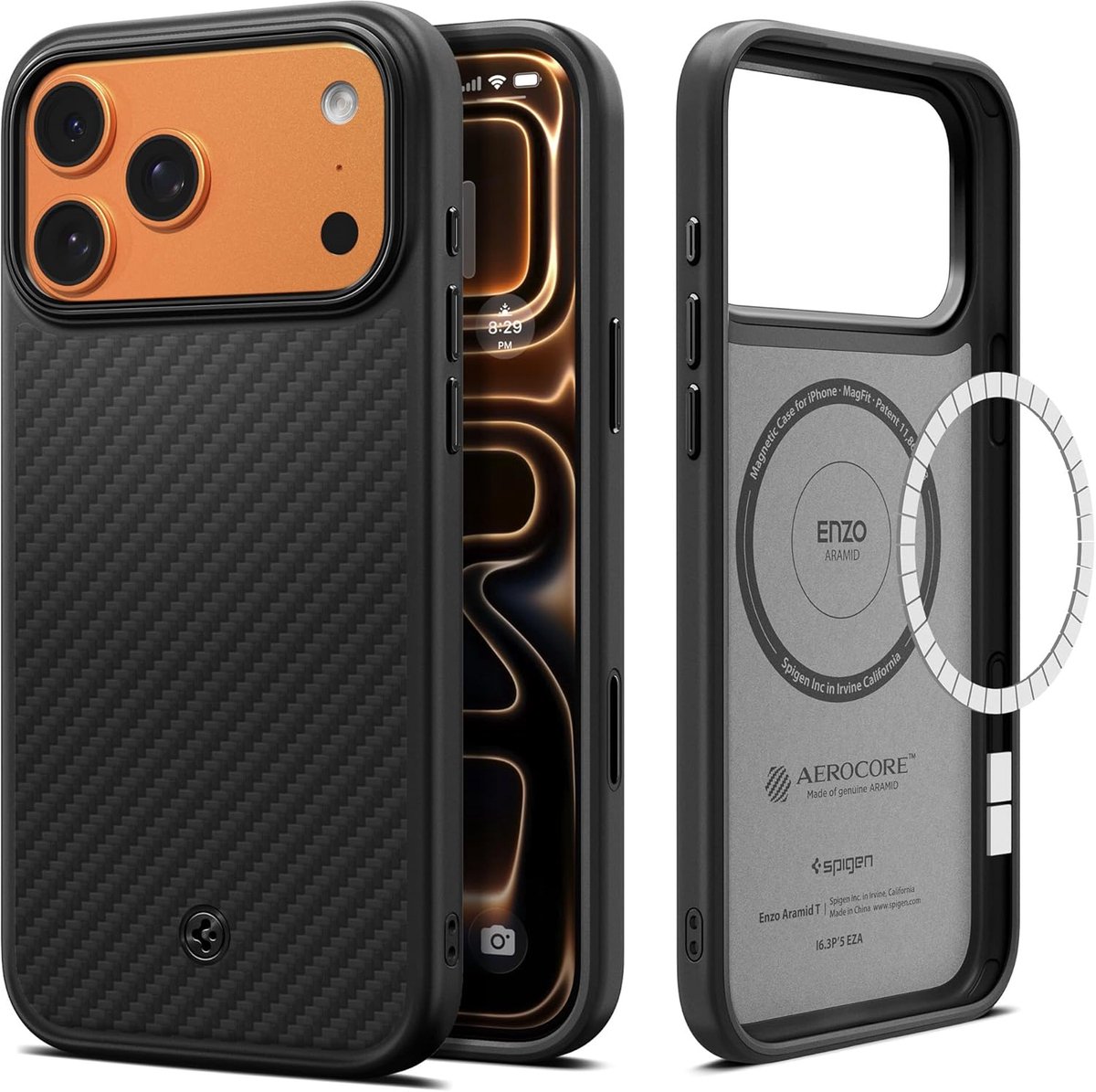 Spigen Geschikt voor Apple iPhone 17 Pro Max - Enzo Aramid T MagFit - Kevlar - Geschikt voor Mag - Back Cover Hoesje - Zwart