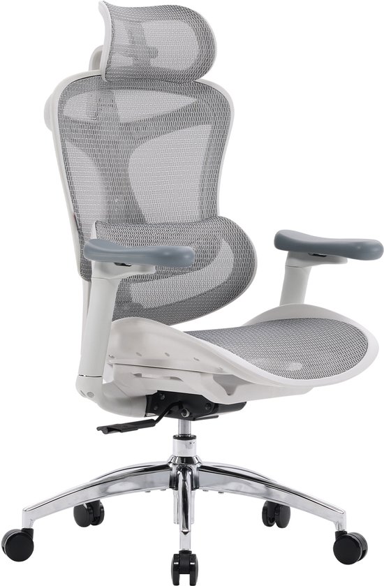 SIHOO Doro C300 Ergonomische Bureaustoel - 4D Armleuningen - Zelfaanpassende Lendensteun - Verstelbare Rugleuning - Mesh Rugleuning - 150kg - Kantoor/Thuis/Gaming - Wit