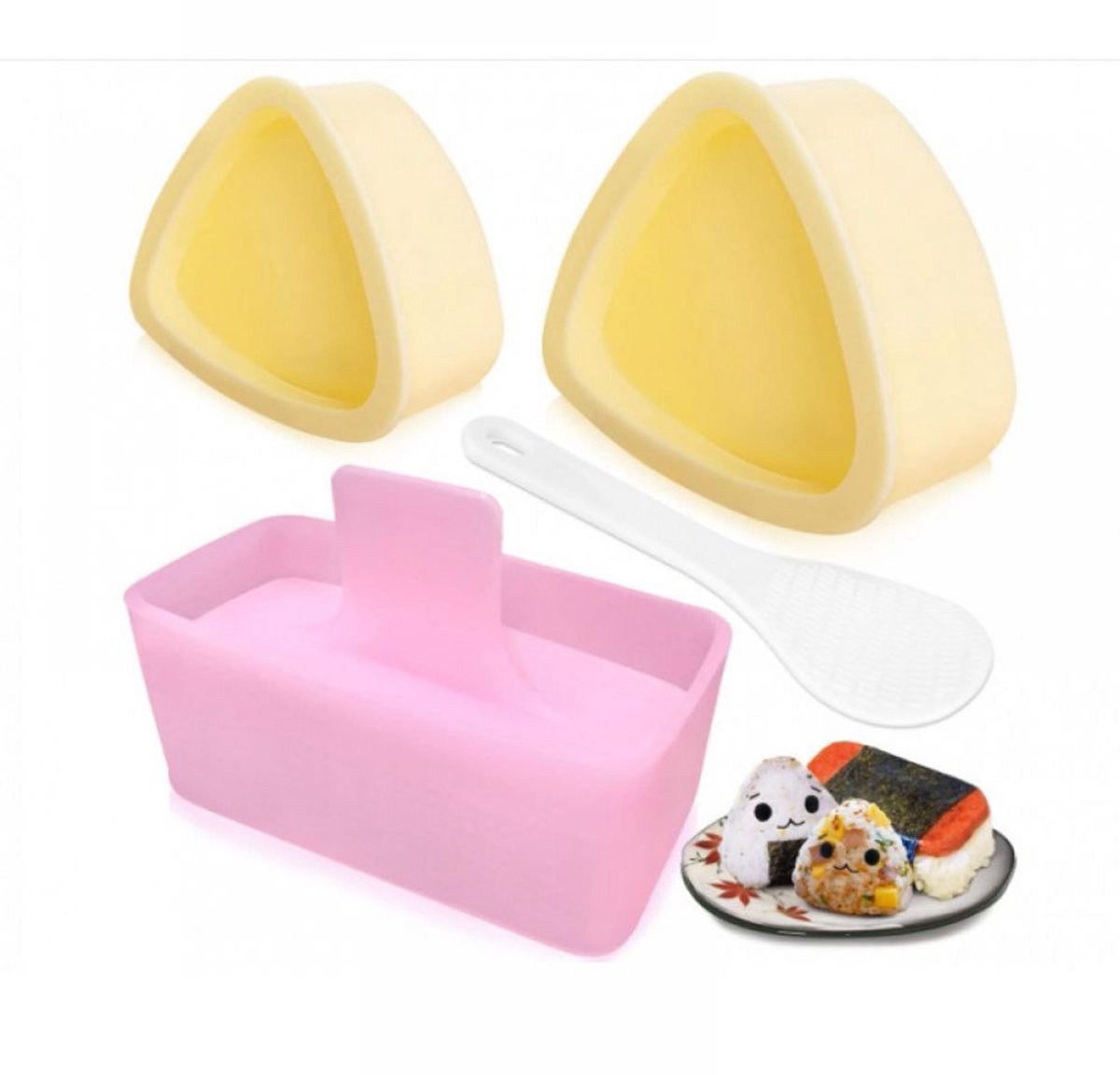 longziming -PP Sushi-Model Set - Roze Laagjes + Geel Groot/Klein Driehoek,Kinder Voedsel&Bento Hulpmiddel