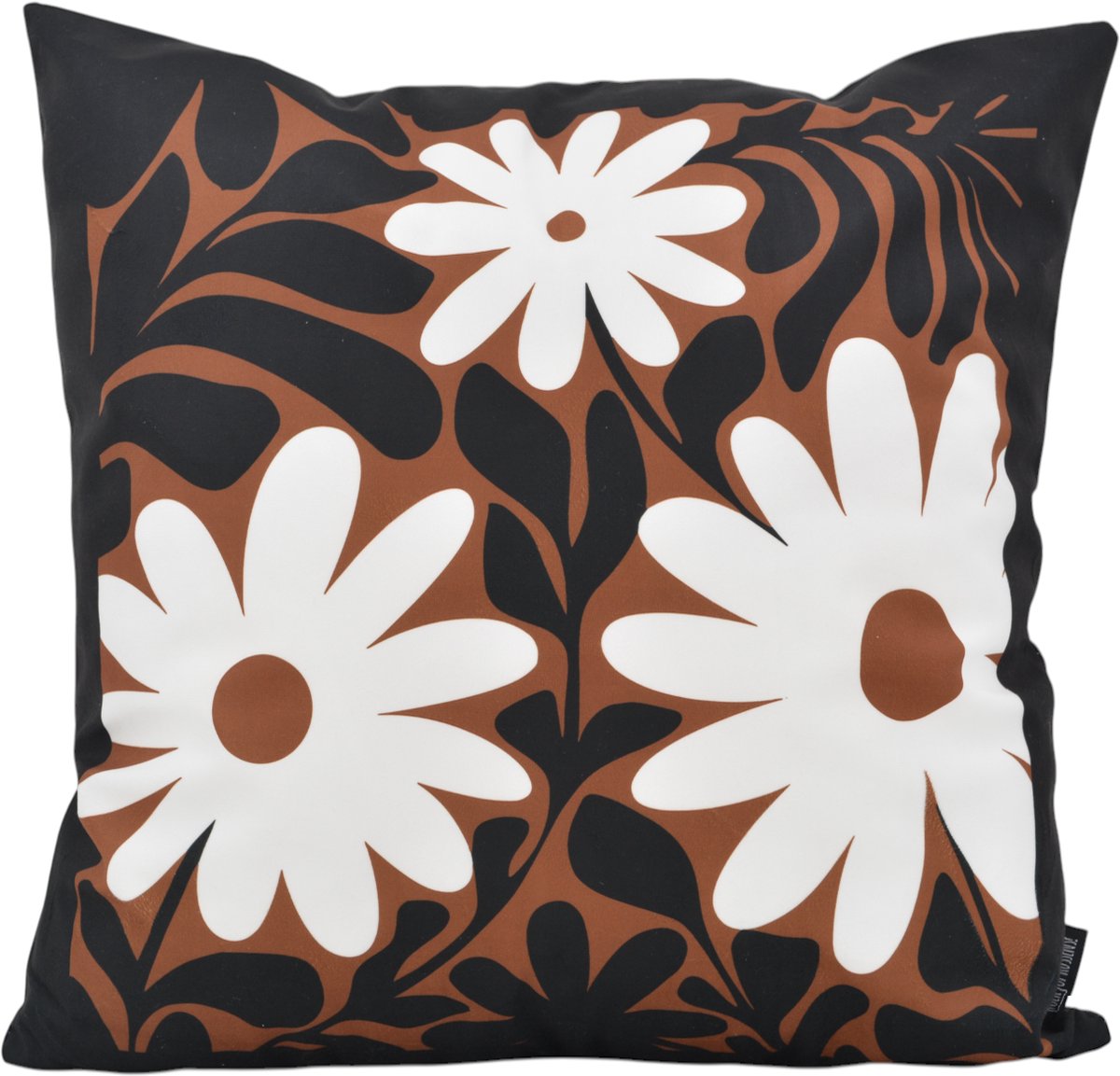 Gek op Kussens! Sierkussen Abstract Daisies | 45 x 45 cm | Katoen/Polyester bruin