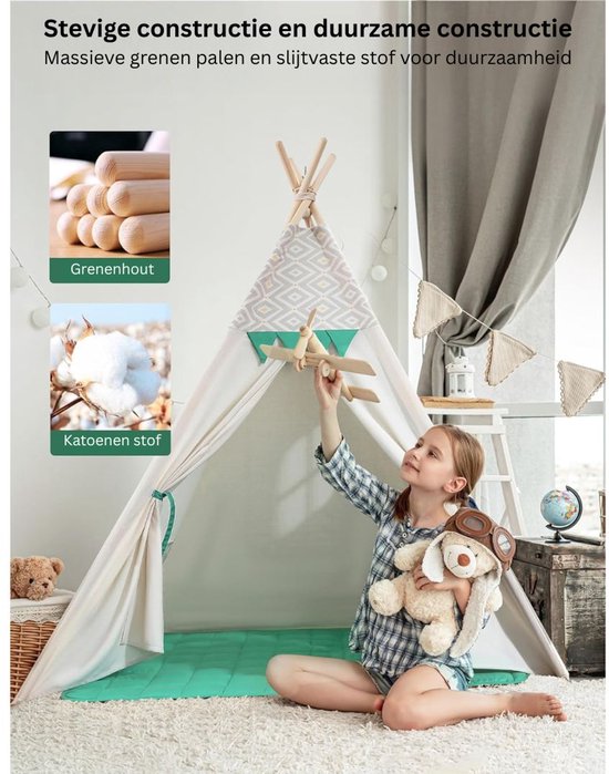 MKSS® Tipi Tent Kinderen - Speeltent - Wigwam van MKSS — afbeelding 4