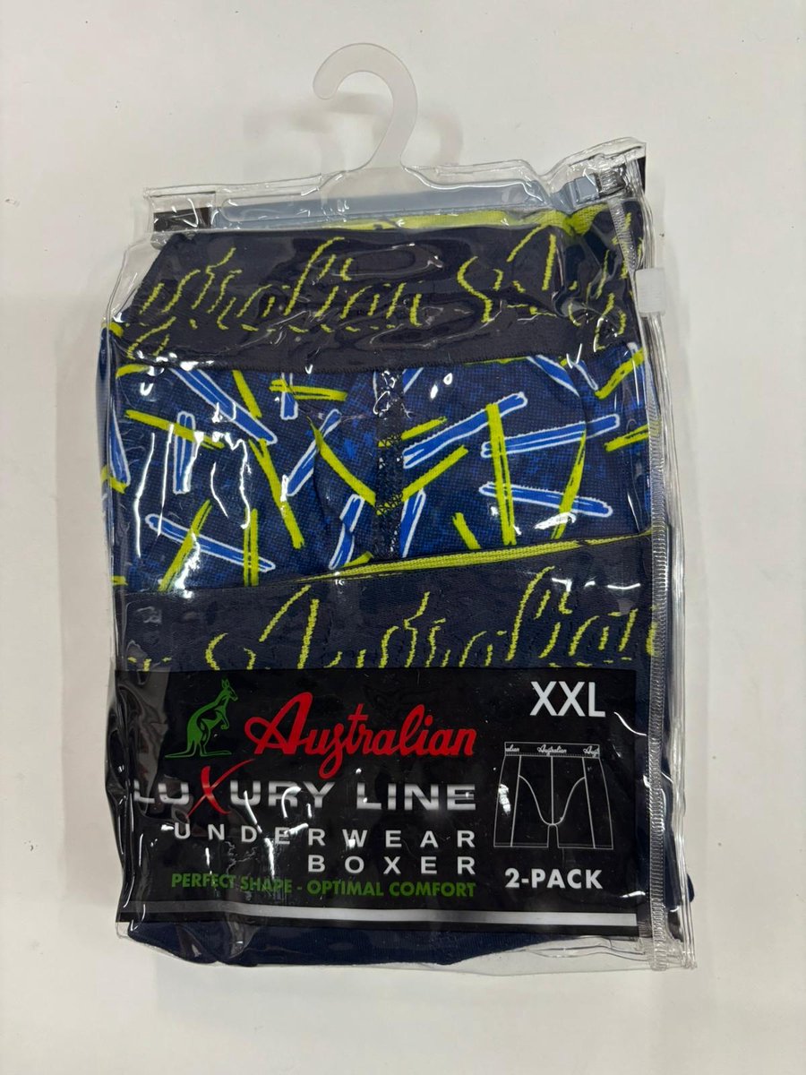 2 stuks Australian Boxershort- Geel Blauw -XL
