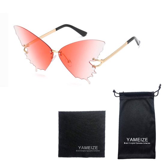 1 stuk - Zonnebrillen - Vlinderzonnebril - Frameloze fotozonnebril voor dames - Modieuze vlinderzonnebril zonder montuur voor dames - Vintage metalen montuur - UV-bescherming - Roze kleurverloop van Merkloos — afbeelding 3