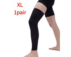 Dijhoge compressiekousen - Beenondersteuning en pijnverlichting voor mannen en vrouwen Zwart XL