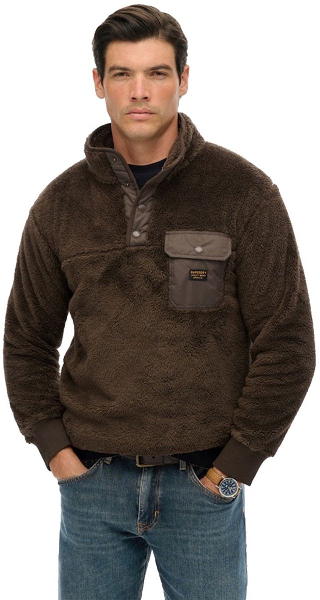 Superdry High Pile Sweatshirt Met Halve Rits 2XL Man Bruin