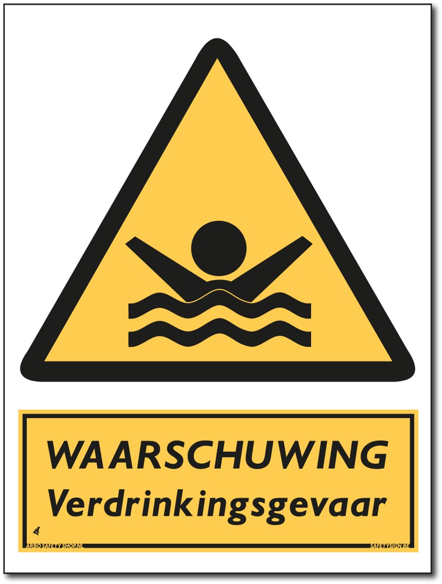 Verdrinkingsgevaar bord - Waarschuwing - Aluminium - 30 x 40 cm - Weerbestendig