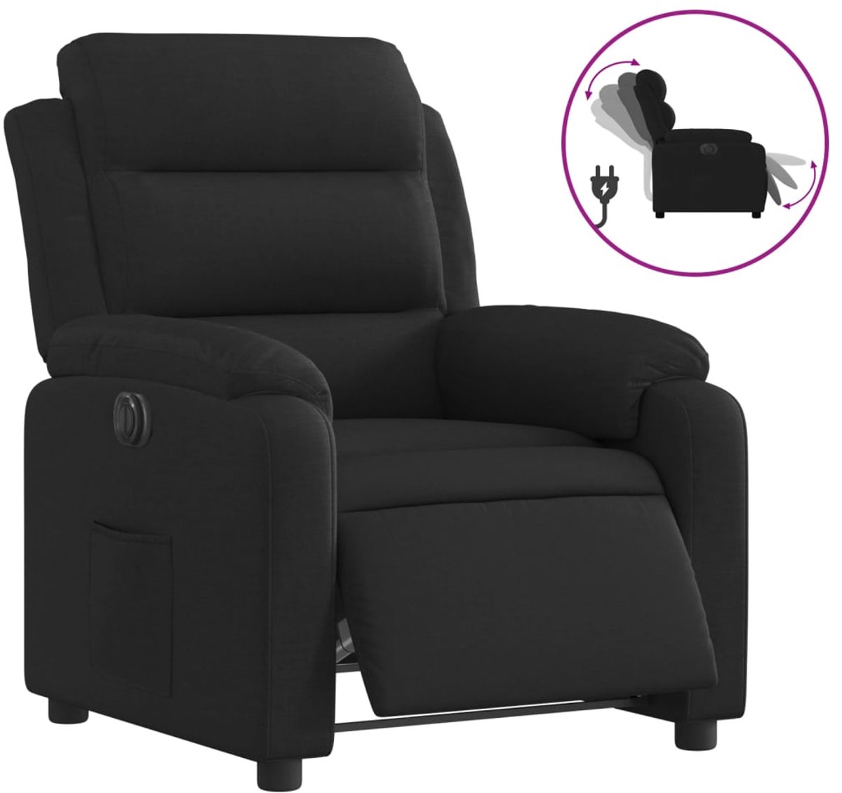 vidaXL Fauteuil - verstelbaar - elektrisch - stof - zwart