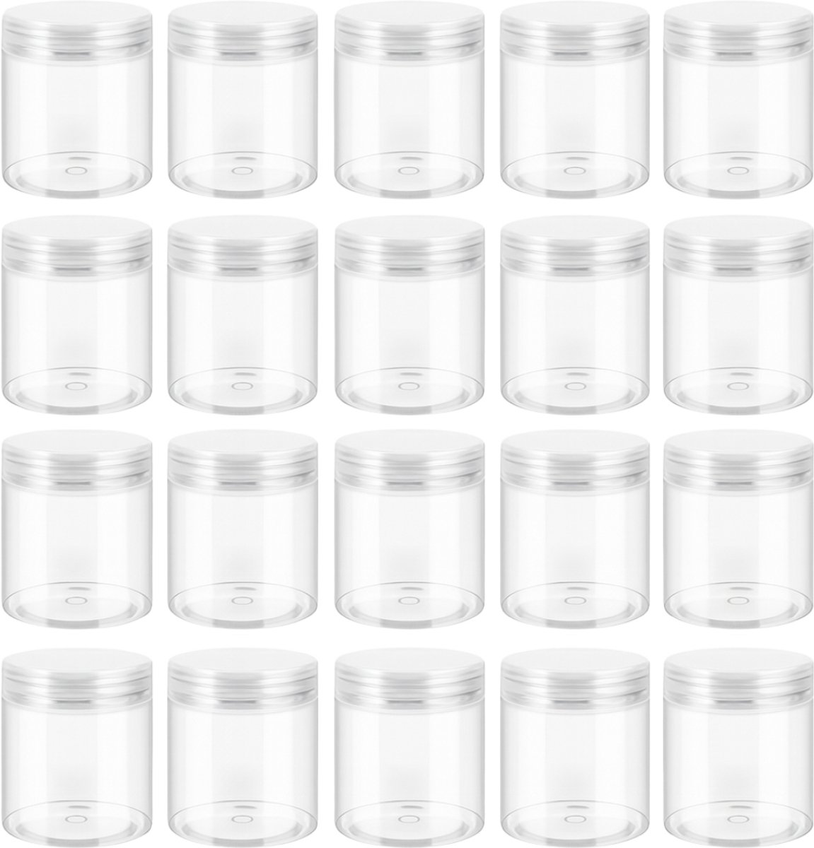 Voorraadpotten Set 20 Stuks - 236 ml - Transparant PET - Luchtdicht - Lekvrij - Schroefdeksel - 53 x 78 mm - Opbergpotten