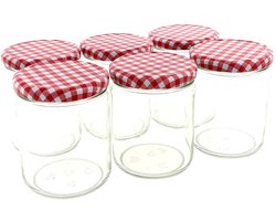 Confituurpot Jampot Inmaakpot met geruite schroefdeksel van 540 ml – 8.5 x 8.5 x 11.5 cm - 24 stuks