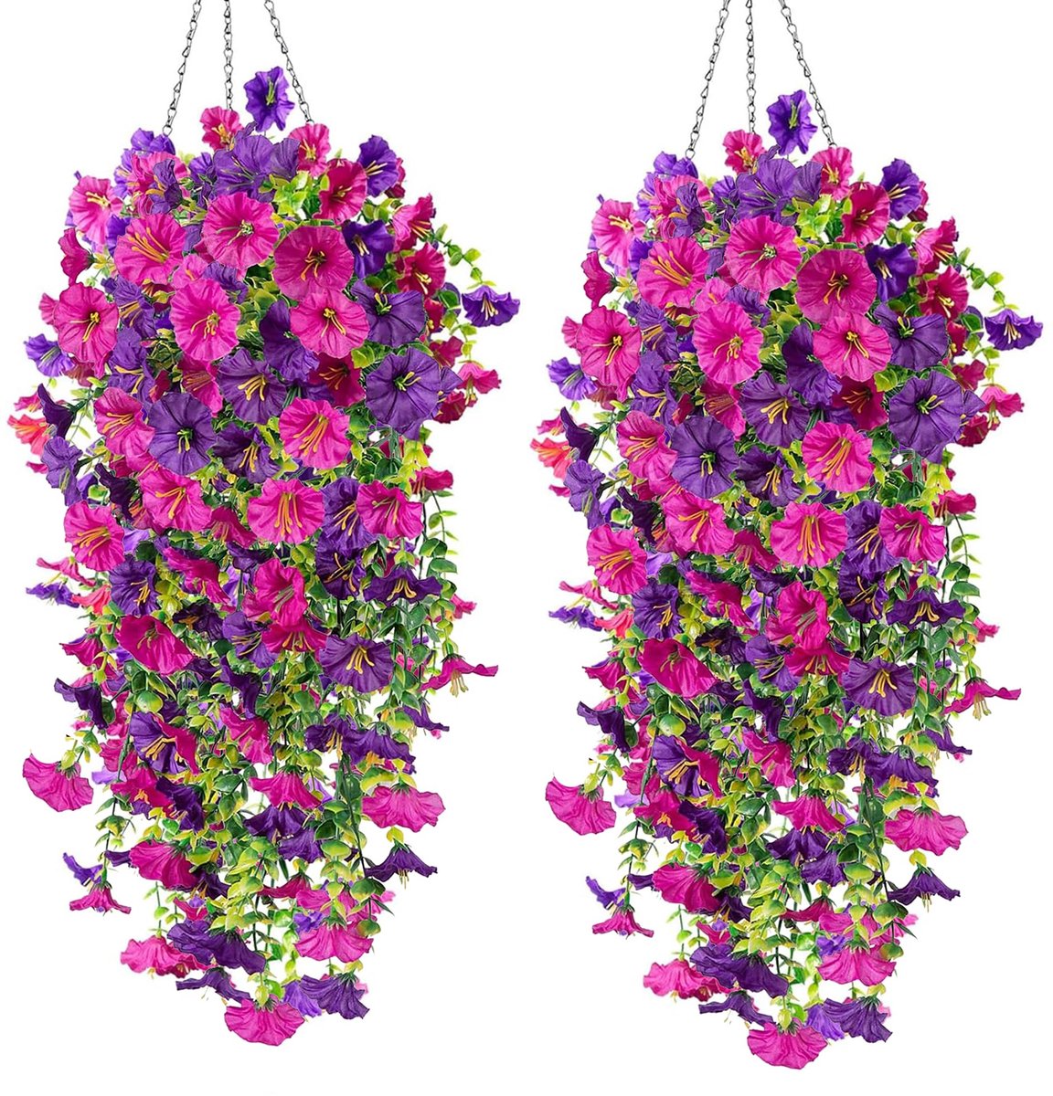 Unyqoos Set van 4 Realistische Hangende Kunstplanten voor Buiten en Binnen Decoratie paars