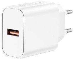 OneOne 18W snellader met USB A poort. Witte Quick Charge lader. Oplader adapter past op Huawei MatePad 11, MatePad 5G, Nova 5i Pro, 5T, 5z, P smart 2021, P20, P20 Pro, P30, P40, Y7a, Y9a