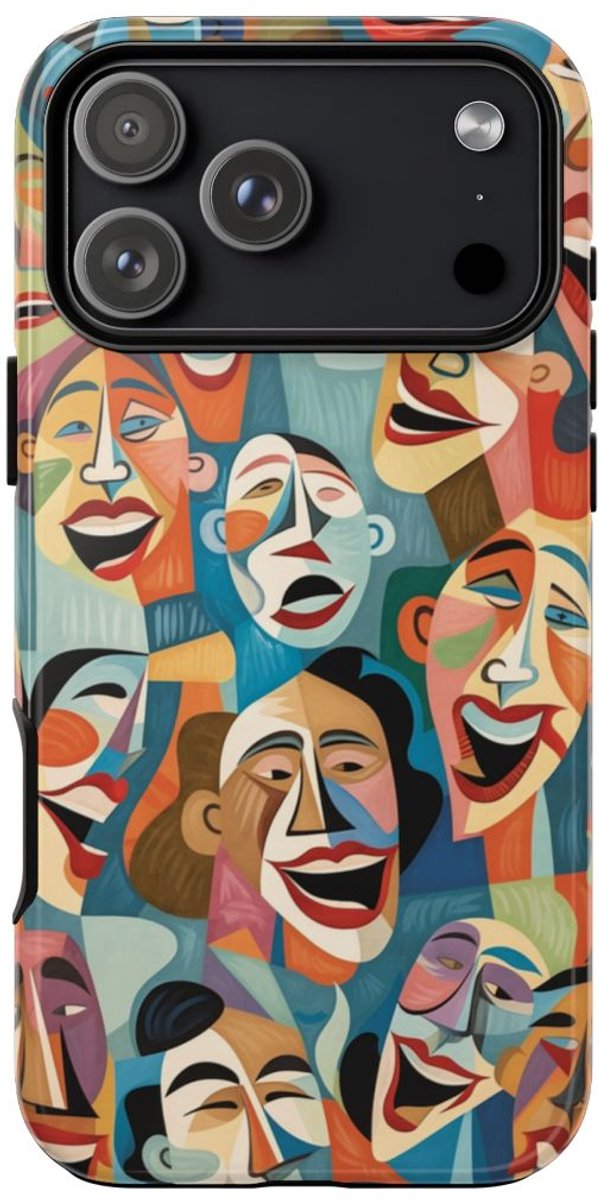 Kleurrijke Abstracte Lachende Gezichten – Telefoonhoesje Geschikt voor iPhone 17 Pro Max