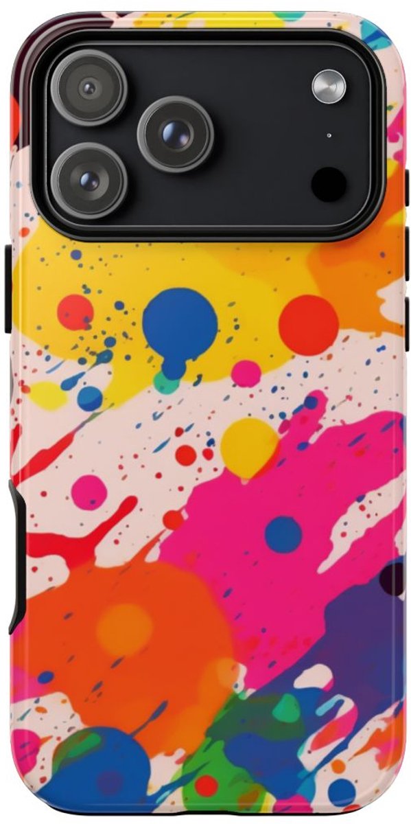 Kleurrijke Verfspatten Abstract Patroon – Telefoonhoesje Geschikt voor iPhone 17 Pro Max