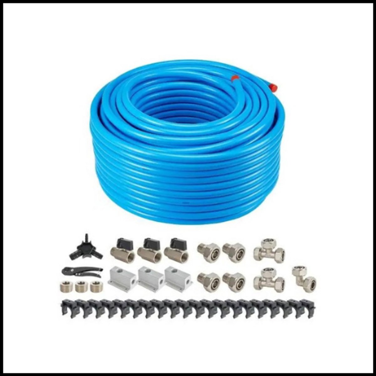 Luchtcompressor lijnset 100 ft - 3/4" HDPE-Aluminium - Compressed air hose system - Garage & werkplaats - Drukbestendig tot 200 PSI - Compleet accessoirespakket - Lekvrij & flexibel - Eenvoudige installatie