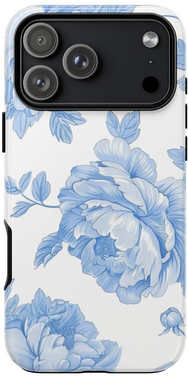 Lichtblauw Pioenrozenmotief – Telefoonhoesje Geschikt voor iPhone 17 Pro Max