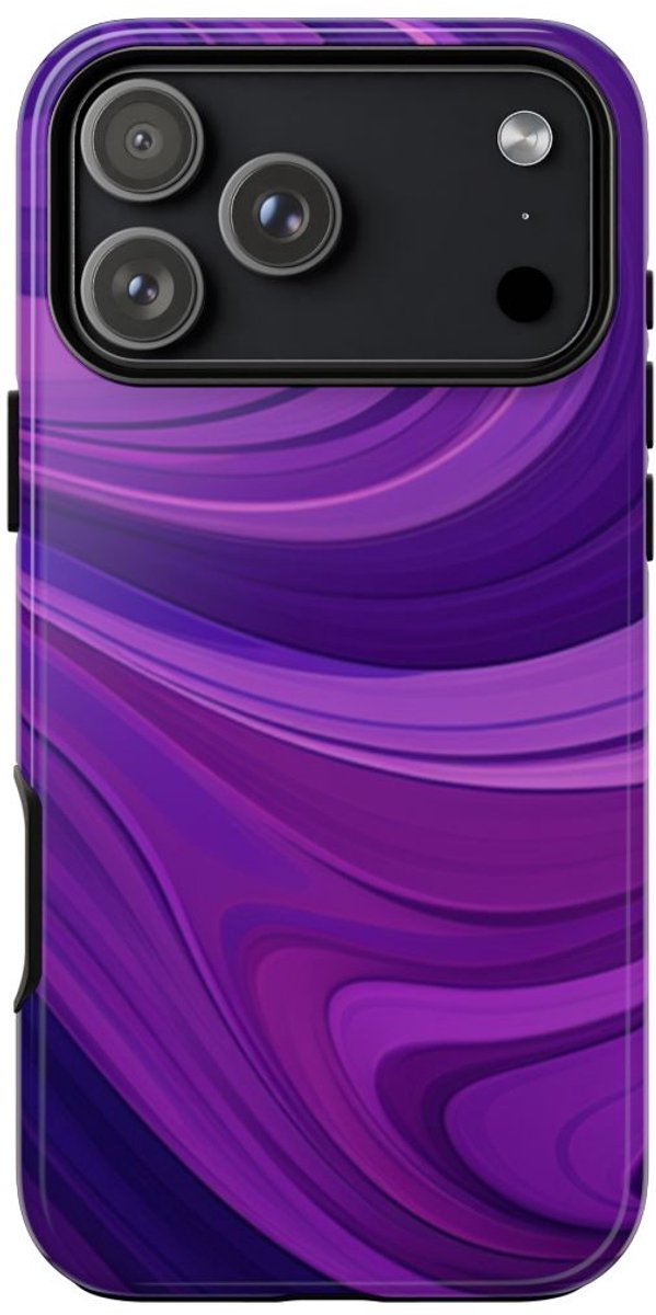 Paars Golvend Abstract Patroon – Telefoonhoesje Geschikt voor iPhone 17 Pro Max