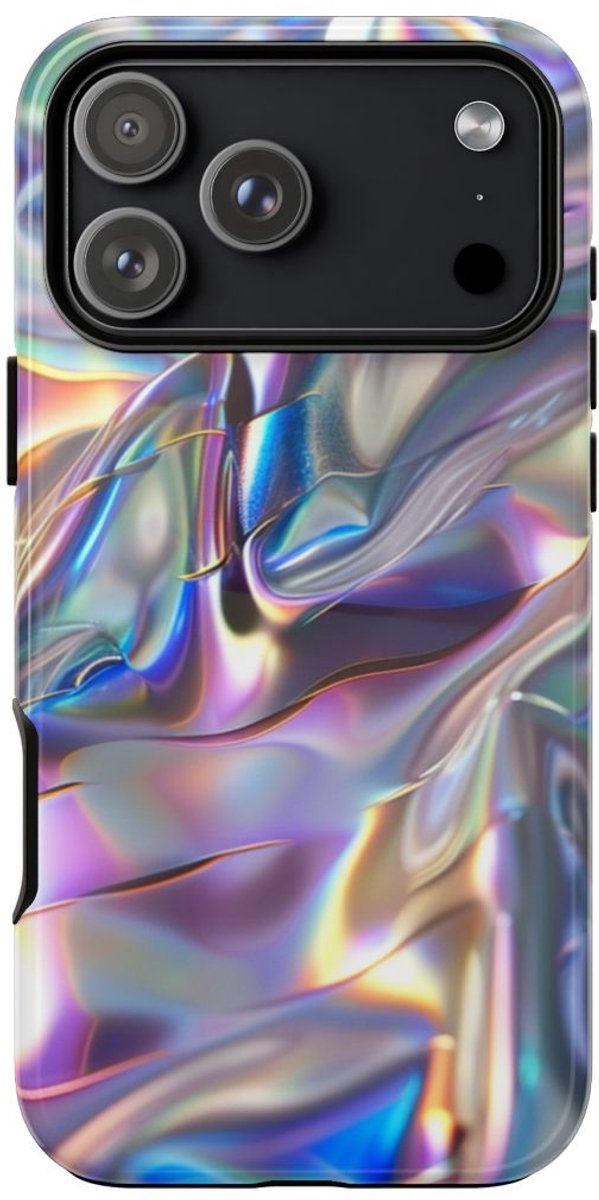 Iridescerende Holografische Textuur – Telefoonhoesje Geschikt voor iPhone 17 Pro Max