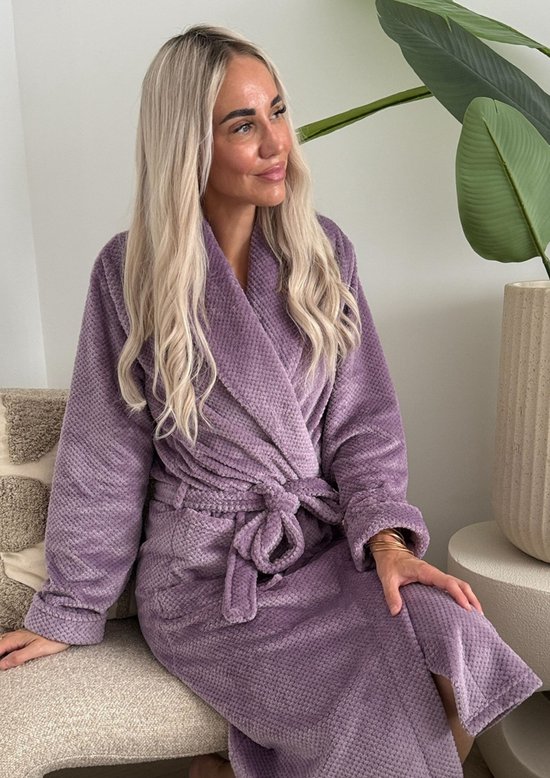 Badjas femme LingaDore - polaire douce - peignoir femme violet - taille S/ M
