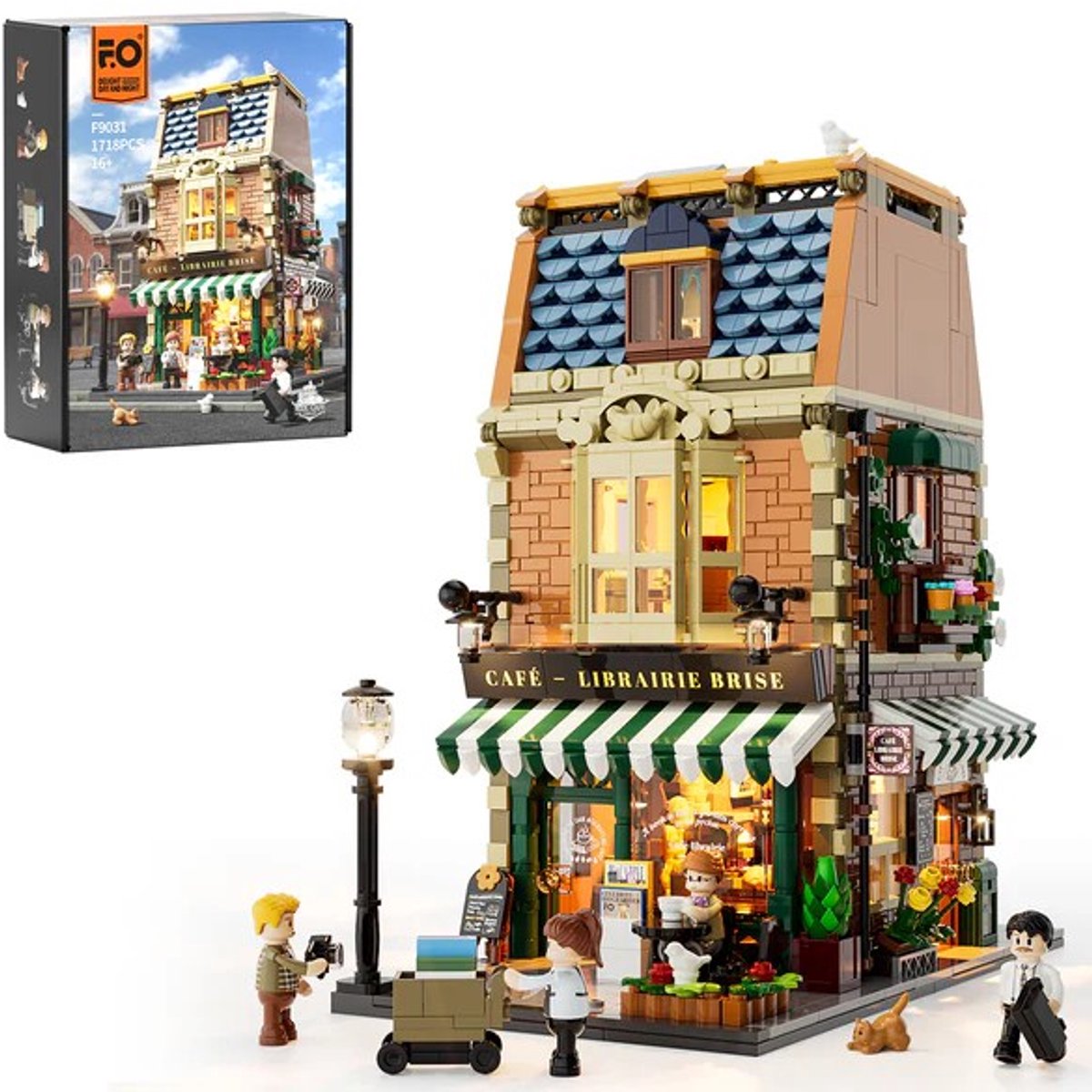 Funwhole Lumibricks Book café Miniatuur huisjes - DIY modelbouw met 1718 bouwstenen - Bouwpakketten volwassenen- Bouwdoos - Bouwstenen voor volwassenen