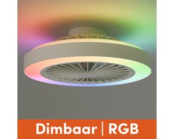 Plafondventilator met Verlichting - Plafondlamp Ventilator - Plafonniere - LED RGBW - Tuya Wifi Smart - Afstandsbediening - ⌀ 50cm - Wit