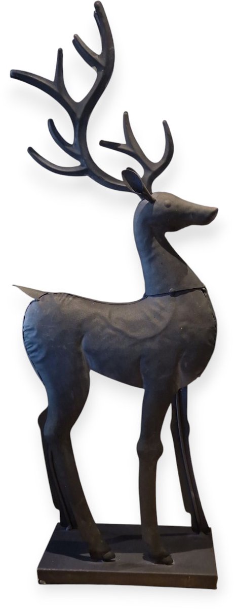 Home Society - Hert - Zwart - Bladmetaal - Groot - 59x10x25cm
