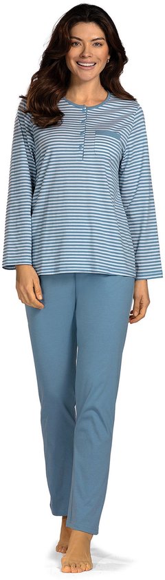 Tenderness Dames Pyjama - Badstof - Gestreept Dessin - Paars