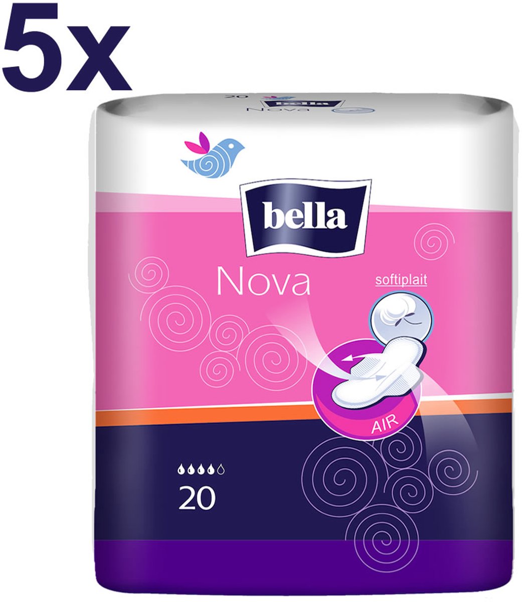 Bella Maandverband Nova – 5x 20 Stuks | Comfortabele Bescherming | Voordeelverpakking