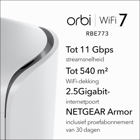 NETGEAR Orbi RBE773 - WiFi multiroom - WiFi 7 - 11 000 Mbps - Pack de 3