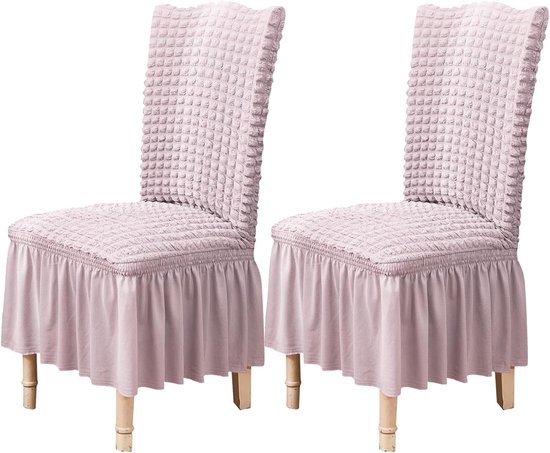 Housses de chaise pour la salle à manger, ensemble de 2, housses de chaise extensibles avec jupe, housses de protection amovibles et lavables pour chaises de cuisine, pour la maison, les fêtes et les mariages (violet, 2 pièces)