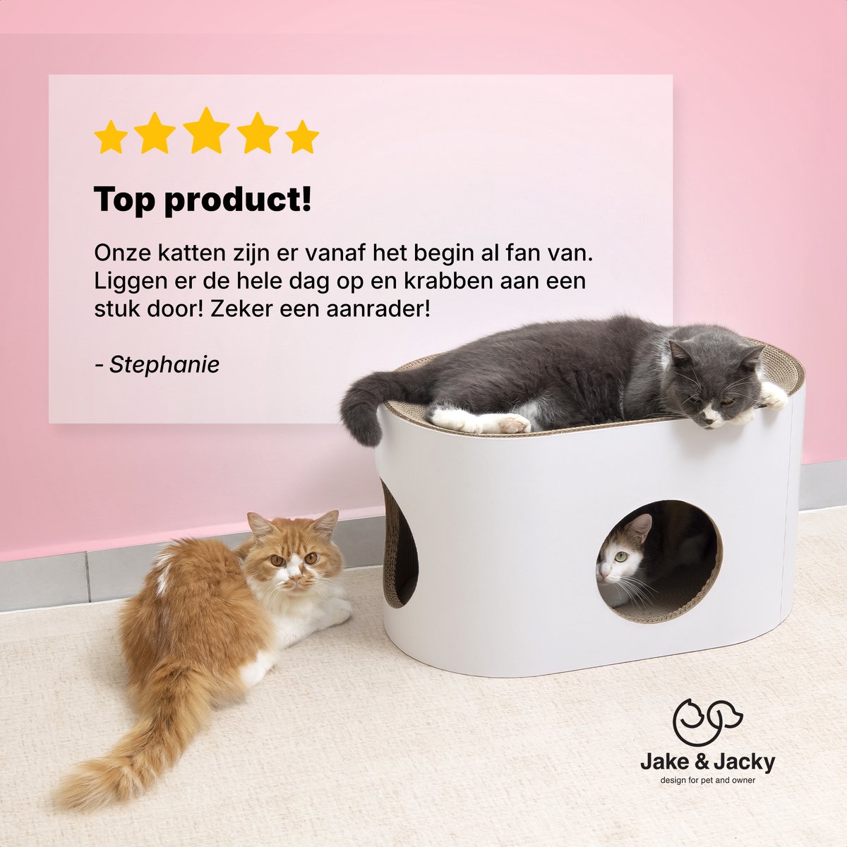 Jake and Jacky Krabkarton voor Katten - Kattenhuis Karton - Krabpaal Karton - Krabmand - Krabplank - Krabmeubel - Kartonnen Krabmat - Kattenmand - Kattenbed - 60x34x34cm – foto 8