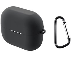 Telestore - hoesje geschikt voor Samsung Galaxy Buds3 FE / Buds 3 / 3 Pro soft case cover - zwart - TPU hoesje Beschermhoes - Samsung Galaxy Buds3 FE / Buds 3 / 3 Pro Cover - Buds3 hoesje - gel hoesje met sleutelhanger