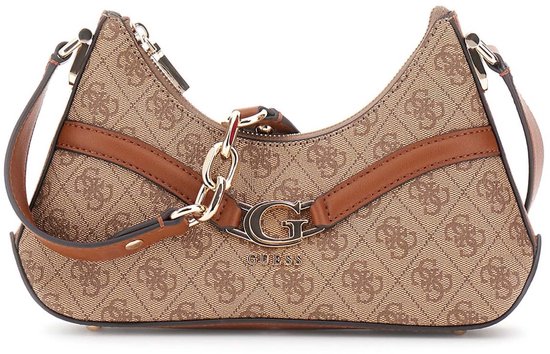 GUESS sac à épaule bandoulière Dea Crossbody Top Zip Latte Logo marron clair