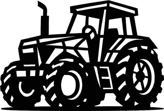 Tractor wanddecoratie – geometrische line-art – kinderkamer – middel 38×26,0 cm – zwart – voertuigen – wandbord