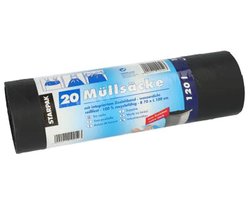 Zwarte Vuilniszakken 120 Liter | 60 Zakken | Trekband | Gerecycled LDPE | 45 My | 70x100 cm