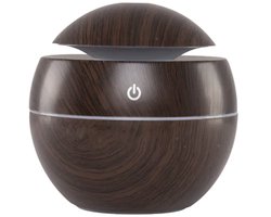 BOECK - Aroma Diffuser 130 ml – Air Diffuser - Dark Wood Luchtbevochtiger met LED Licht & Touch Sensor – Compacte Geurverspreider voor Slaapkamer / Kantoor