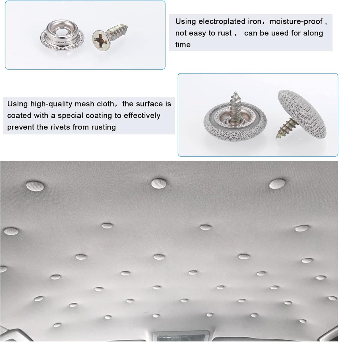 Autobekleding Reparatie Kit - 65 stuks dakbekleding klinknagels - Met schroevendrader en meetlint - Voor auto plafond reparatie - Voor automobilisten en doe-het-zelvers thumbnail 5
