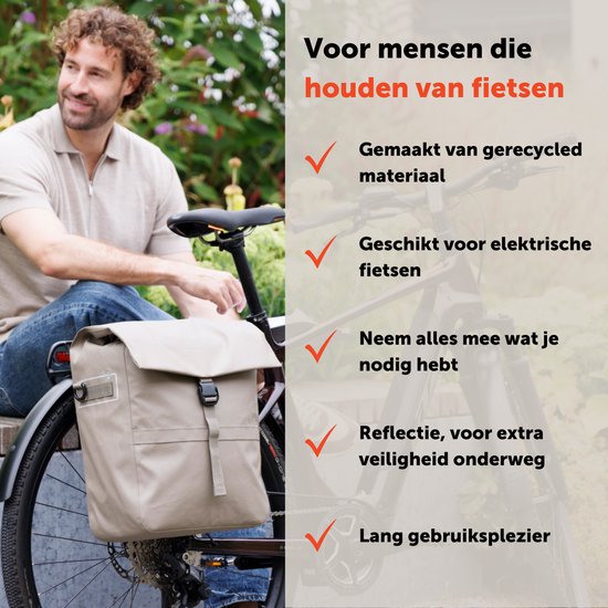New Looxs ® Leeds Single - Enkele Fietstas - Afneembare Fietstas Enkel - Gerecycled materiaal - Geschikt voor Elektrische Fietsen - 19 liter - Zwart van New Looxs — afbeelding 5