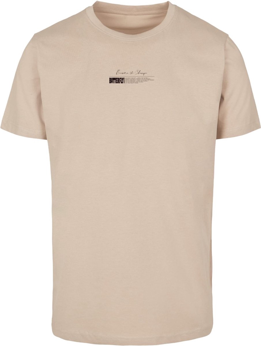 Mister Tee Become the Change Butterfly 2.0 Heren Tshirt XS Beige