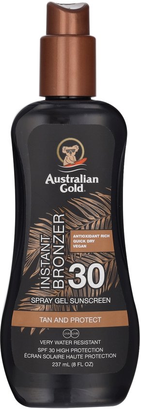 Australian Gold - SPF30 Spray Gel met Bronzer - 237 ML
