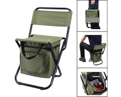 SMH LINE® Vissersstoel - Viskrukje - Met koelvak - Camping Stoel - Inklapbare - Tot 120kg - Opvouwbaar - Groen