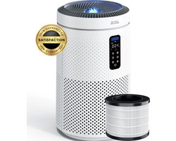 BS Luchtreiniger Pro - Air Purifier 5-laags met UV Desinfectie – HEPA 13 + Koolstoffilter – 400 m³/h 90m² – Werkt tegen allergieën, pollen, geurtjes – Automatisch met Luchtkwaliteit Indicator - Clean Air diffuser