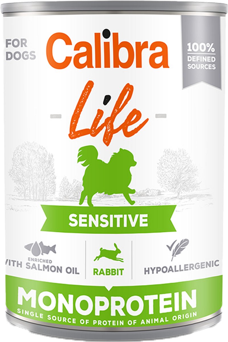 Calibra Calibra Dog Life Sensitive Natvoer - Konijn - 6 x 400 g
