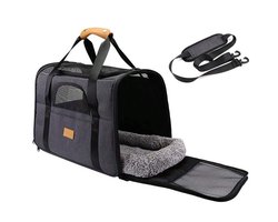 Huisdierendrager, Draagbare Kattentas Met Opening Aan De Bovenzijde, Uitneembare Mat en Ademende Mesh, Transportdoos voor Katten en honden, Grijs (Maximaal 15 lb)