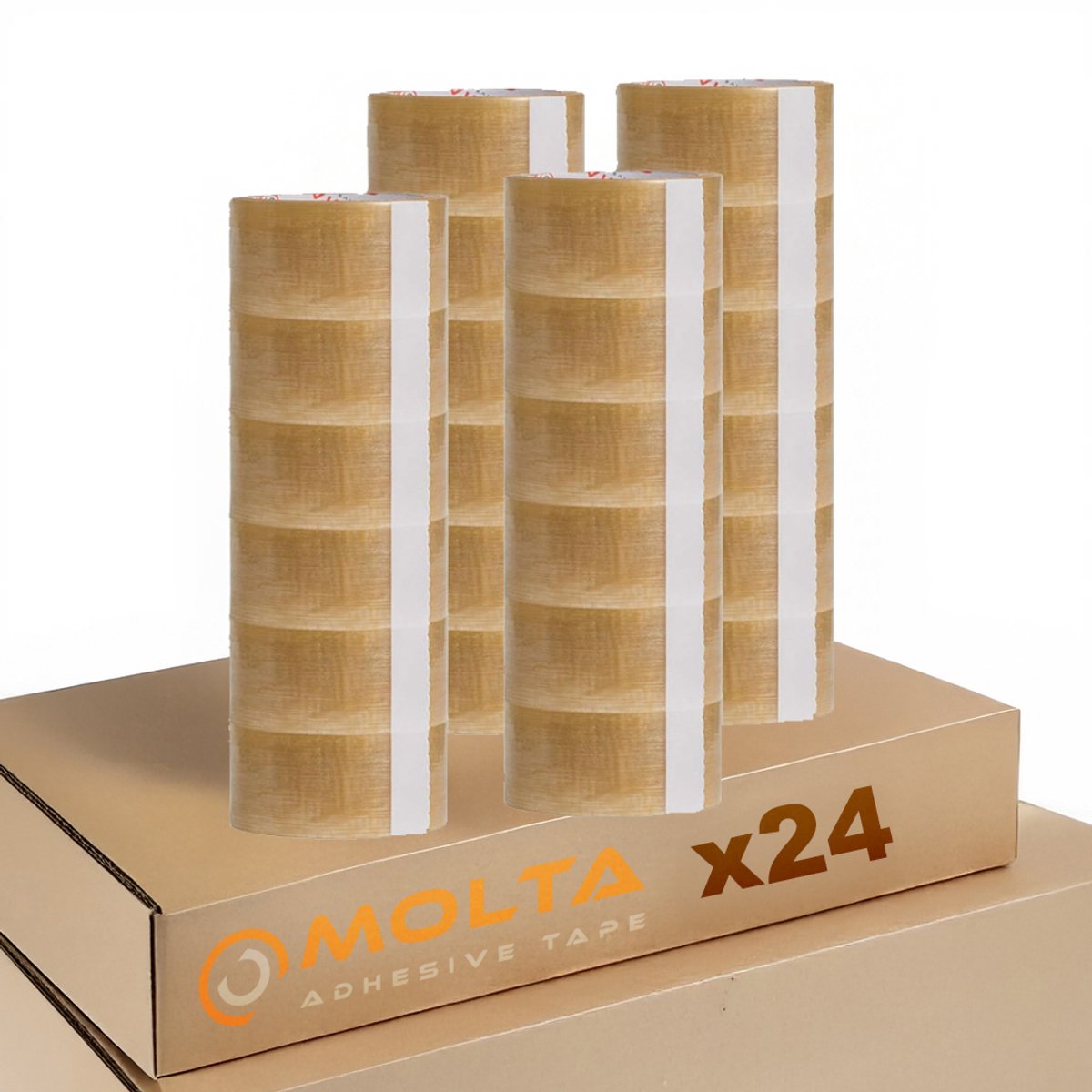 MOLTA | SOLVENTA PLUS TRANSPARANT Verpakkingstape 48 mm x 55 m | Kartonnen tape | Verpakkingstape voor pakketten en dozen - 24 Rollen | NATURAL RUBBER