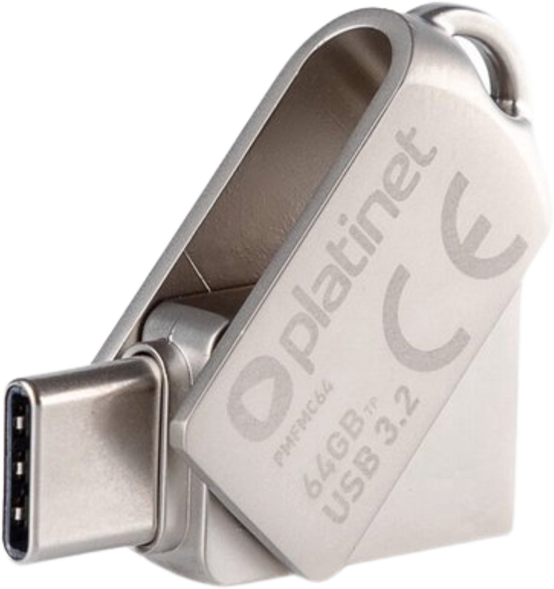 Platinet USB Stick 2-in-1 64GB – USB-A 3.2 + USB-C – Metalen Behuizing – Waterdicht & Schokbestendig
