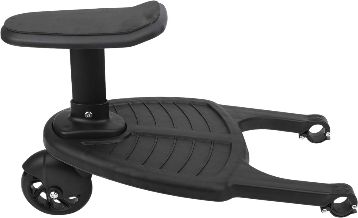 Oemmie Meerijdplankje - Meerijdplankje met zitje - Voor Kinderwagen/Buggy - Buggy Board - Zwart
