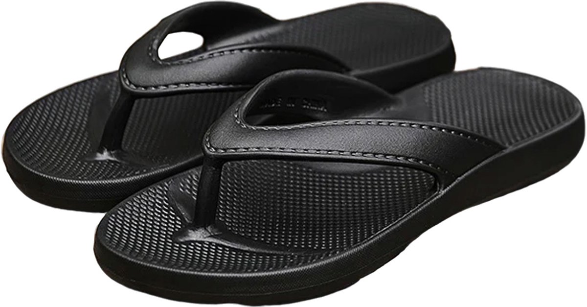 Ondersteunende Slippers - Leer - Unisex - Zwart