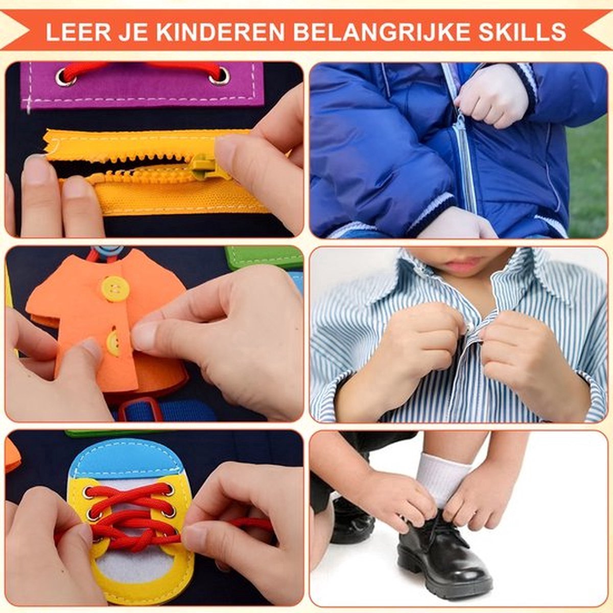 Montessori Busy Board Blauw – Activiteitenboek voor Peuters – Educatief Speelgoed - Motoriek Speelgoed - Leeftijd 1-3 Jaar - Motoriek Ontwikkeling — afbeelding 2