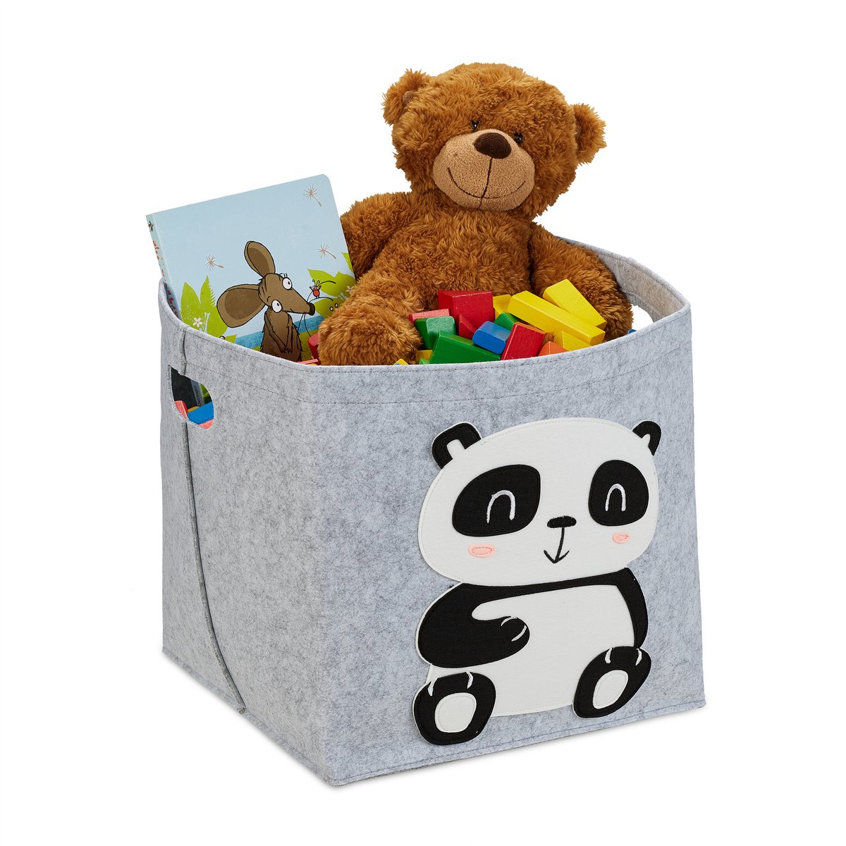 2x opbergmand kinderkamer - vilten speelgoedmand - panda - opbergbox speelgoed